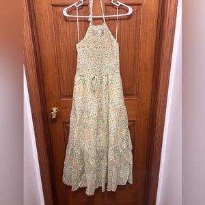 Lost + Wander Yellow Floral Halter Maxi Dress  Sz S. NWT